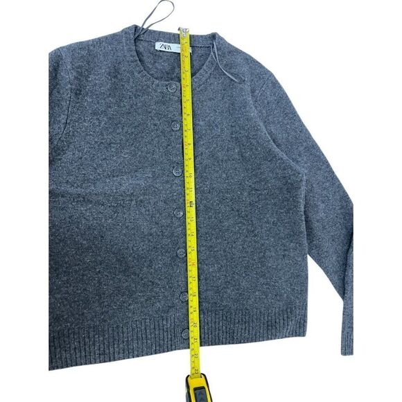 Zara Womens Sweater Size M Gray Cardigan Knit 100 Wool Long Sleeve 2893/102 NWOT - Picture 11 of 12